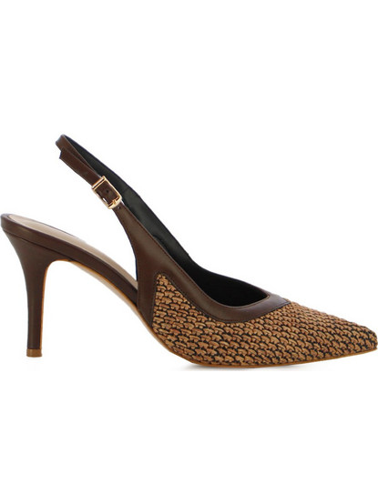 Fratelli Petridi Γόβες Slingback Δερμάτινες με Τακούνι Στιλέτο Καφέ 802S26000717