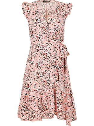 Conquista Mini Καλοκαιρινό Καθημερινό Φόρεμα Floral Κρουαζέ Ροζ C211-230-61