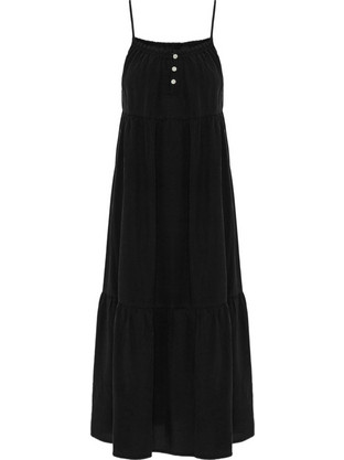 Funky Buddha Maxi Καλοκαιρινό Καθημερινό Φόρεμα Μαύρο FBL013-142-13