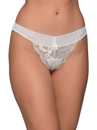 Milena By Paris Γυναικείο Sexy String με Δαντέλα Εκρού 7677