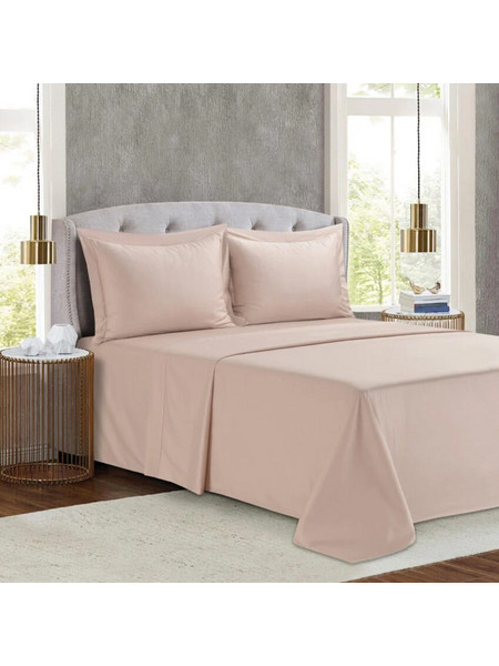 Liolios Home Σετ Σεντόνια Υπέρδιπλα Βαμβακοσατέν 245x270 Monaco Light Pink
