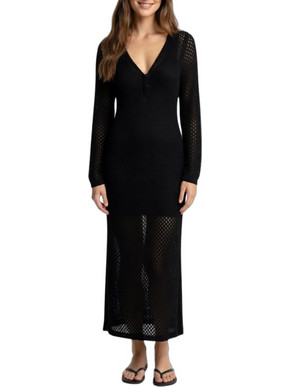 Vero Moda Maxi Καλοκαιρινό Βραδινό Φόρεμα Πλεκτό Μαύρο 10332052