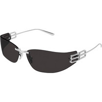 Balenciaga BB0484S 002 Γυναικεία Γυαλιά Ηλίου Μάσκα Μεταλλικά Ασημί με Μαύρο Φακό