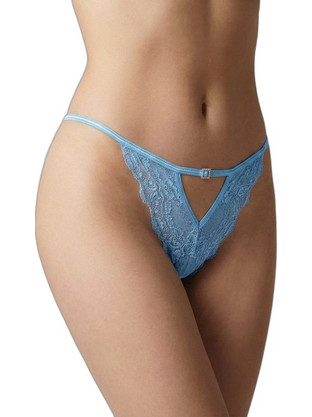 Milena By Paris Γυναικείο Sexy String με Δαντέλα Γαλάζιο 7754