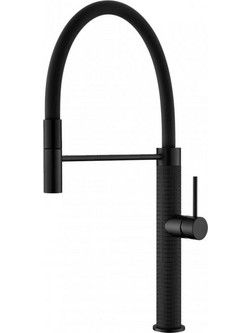 Inter Ceramic 7789809MB Μπαταρία Κουζίνας Πάγκου Διπλής Παροχής Ανάμεικτη με Εύκαμπτο Ρουξούνι Μαύρη