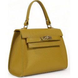 Passaggio Leather Γυναικεία Τσάντα Χειρός Δερμάτινη Κίτρινη 5726-KR-09