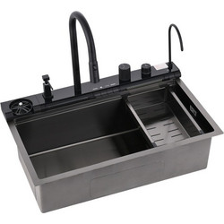 Inter Ceramic Ένθετος Νεροχύτης Inox Brushed Black 75x46cm 7547PVD