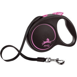Flexi Black Design Πτυσσόμενο Λουρί Σκύλου έως 50kg 5m Μαύρο Ροζ