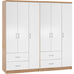 B2BMarkt Εξάφυλλη Ντουλάπα Ρούχων Caesar Λευκή 180x42.5x181cm HM21236.02