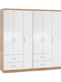 B2BMarkt Εξάφυλλη Ντουλάπα Ρούχων Caesar Λευκή 180x42.5x181cm HM21236.02