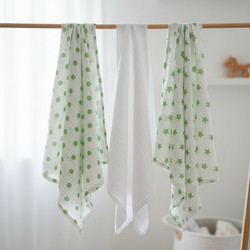 Gamberritos Stars Dots Πάνες Αγκαλιάς από Μουσελίνα Λευκές Πράσινες 80x80cm 3τμχ 9274M-10
