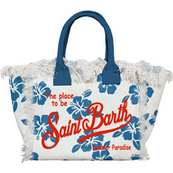 Mc2 Saint Barth Vanity Υφασμάτινη Τσάντα Θαλάσσης Ώμου Λευκή VAMI001-08491L