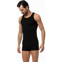Minerva Αμάνικο Ανδρικό Φανελάκι Bamboo Μαύρο 90-10720