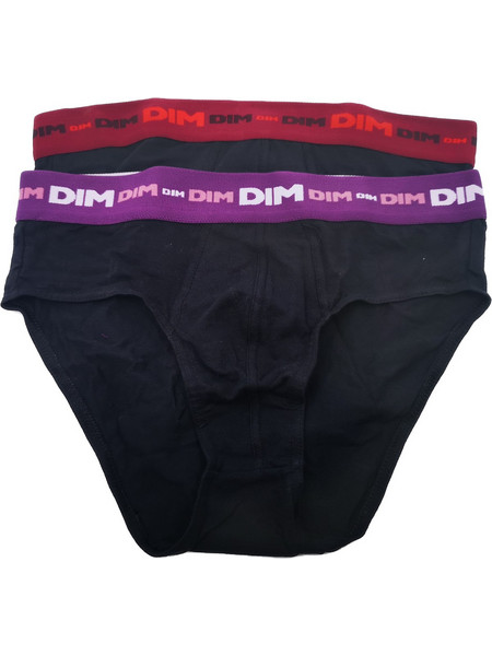 Dim Ανδρικά Σλιπ Βαμβακερά Μαύρα 2Pack 6493-141