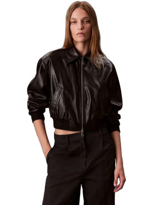 Calvin Klein Γυναικείο Μπουφάν Bomber Κοντό Μαύρο LV047G515G-UB1