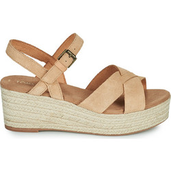 Toms Καλοκαιρινές Γυναικείες Πλατφόρμες Χαμηλές Δερμάτινες Nude 10016356