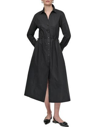 DKNY Midi Καθημερινό Φόρεμα Σεμιζιέ Μαύρο DJ5D9081-BLK