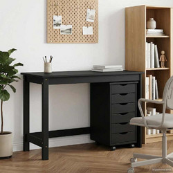 vidaXL Σετ Γραφείο Υπολογιστή από Μασίφ Ξύλο 112x50x75cm 3438788