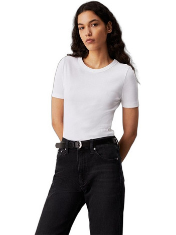 Calvin Klein Γυναικείο Καλοκαιρινό Top Ριπ Λευκό J20J224458-YAF