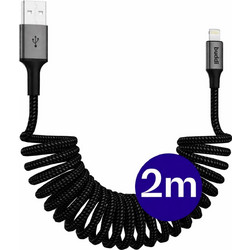 Buddi Braided Spiral USB-A to Lightning Cable 12W 2m Black 8719246560439