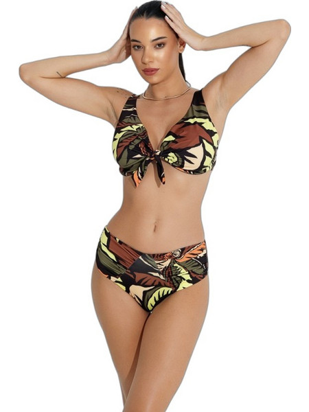 Bluepoint Bikini Top Τριγωνάκι Μαύρο Καφέ Lime 26066070E-02