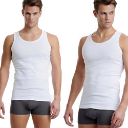 Walk Αμάνικα Ανδρικά Φανελάκια Βαμβακερά Σετ 2Pack Λευκά W1950-01