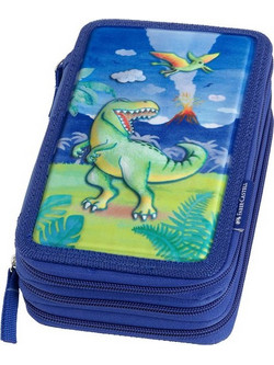 Faber-Castell Dinosaur Κασετίνα με 3 Θήκες Μπλε 573044