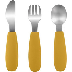 Zopa Silicone Children's Cutlery Σετ Βρεφικά Μαχαιροπίρουνα 6m+ Mustard Yellow 3τμχ