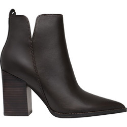 Nine West Birds Γυναικεία Μποτάκια Αστραγάλου Δερμάτινα Σοκολατί με Χοντρό Χαμηλό Τακούνι 01-201