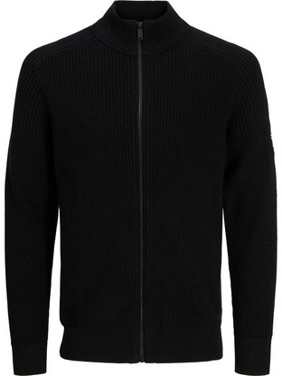 Jack & Jones Ανδρική Ζακέτα Πλεκτή με Φερμουάρ Μαύρη 12298551