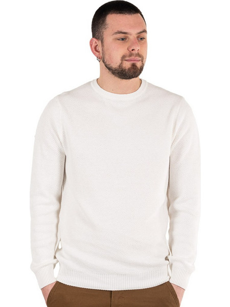 Double Ανδρικό Πουλόβερ Λευκό KNIT-66