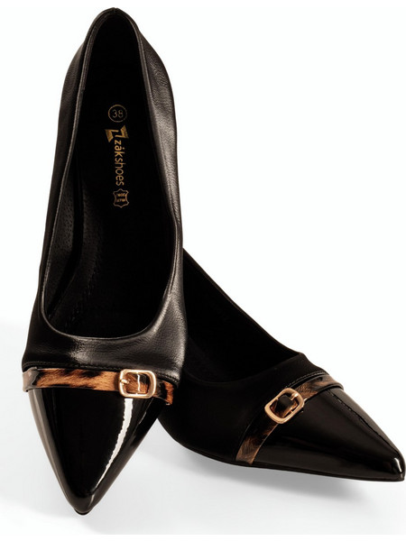 Zak Shoes Γόβες με Χοντρό Χαμηλό Τακούνι Μαύρες SD38012