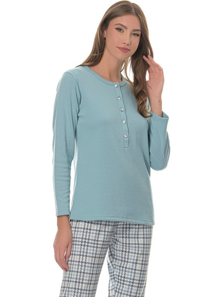 PNN Nightwear Σετ Πιτζάμες Εγκυμοσύνης & Θηλασμού Βαμβακερές Χειμωνιάτικες Βεραμάν 1251-0356-1