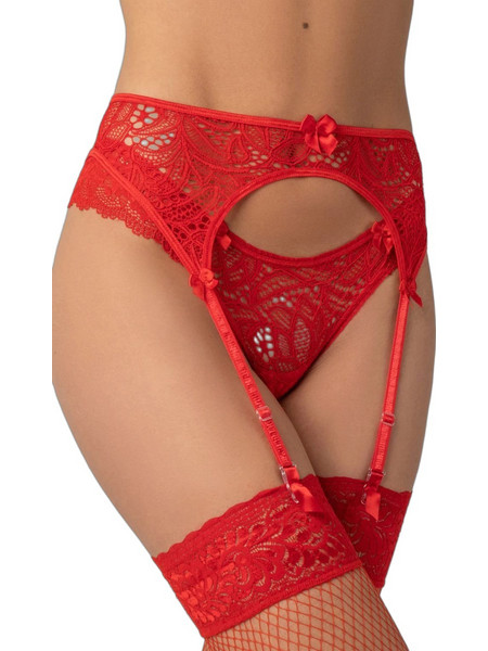 Milena By Paris Ζαρτιέρες με Δαντέλα See Through Κόκκινες 
5402