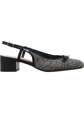 KALOGIROU Dion Γόβες Slingback με Χοντρό Χαμηλό Τακούνι & Φιόγκο Μαύρες