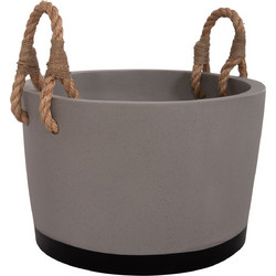 FreeBox Γλάστρα Εξωτερικού Χώρου Στρογγυλή Fiber Cement Γκρι Μαύρη 40x25.5cm FB94690L