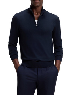 Hugo Boss Ανδρική Πλεκτή Μπλούζα με Φερμουάρ Navy Μπλε 50565499-404