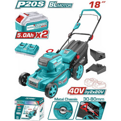 Total TLMLI20186 Μηχανή Γκαζόν Μπαταρίας 20V Κοπή 46cm 2x5Ah