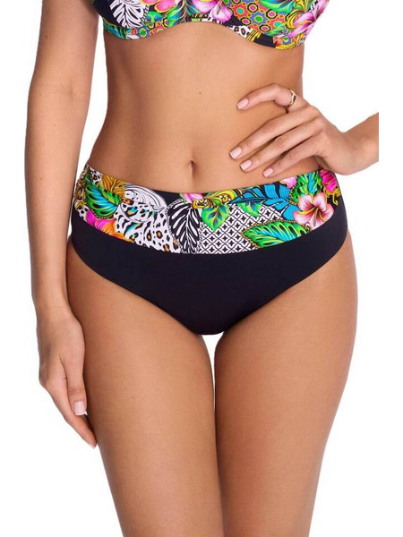 Ava Ψηλόμεσο Bikini Slip Μαύρο Πολύχρωμο SF237/3