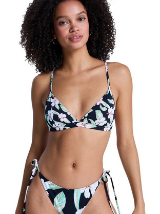 Roxy Bikini Set Τριγωνάκι Floral Μαύρο Λευκό ERJX305661-KVJ2