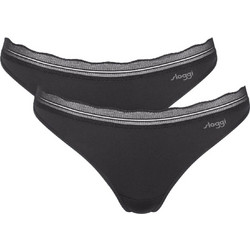 Sloggi Go Blush Γυναικεία String με Δαντέλα Μαύρα 2Pack 10228606-0004