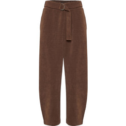 Funky Buddha Ψηλόμεσο Κοτλέ Γυναικείο Παντελόνι Jogger Relaxed Εφαρμογή Καφέ FBL014-144-02