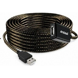 Andowl Q-T05B Καλώδιο Braided USB-A Male 2.0 to USB-A Female 20m Black