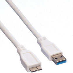 Value 11.99.8874 Καλώδιο USB-A Male 3.2 to USB-B Micro Male 2m White