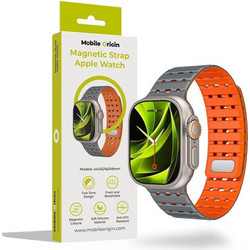 Mobile Origin Magnetic Λουράκι Σιλικόνης Grey / Orange (Apple Watch 42 / 44 / 45 / 46 / 49mm)