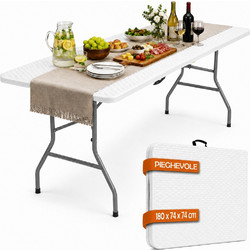 Bakaji Ορθογώνιο Τραπέζι Catering Polypropylene Πτυσσόμενο Λευκό 180x74x70cm 02002490