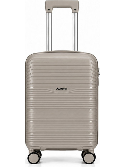 Amber AM1020 Βαλίτσα Καμπίνας 55x35x22cm με 4 Ρόδες Μπεζ