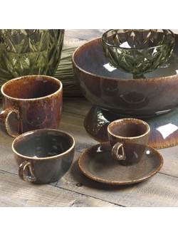 Cryspo Trio Emerald Green Φλιτζάνι Espresso & Ελληνικού Καφέ Πορσελάνης Μπλε 100ml 47.200.17