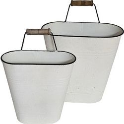 Artekko Σετ Κασπώ Κουβάδες Μεταλλικά Λευκά 30x16x37cm 2τμχ 742-2622
