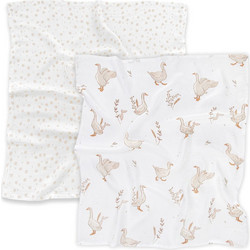 Colorstories Happy Goose Stories Σετ Σελτεδάκια Αλλαξιέρας Μωρού Bamboo Λευκά 50x60cm 2τμχ